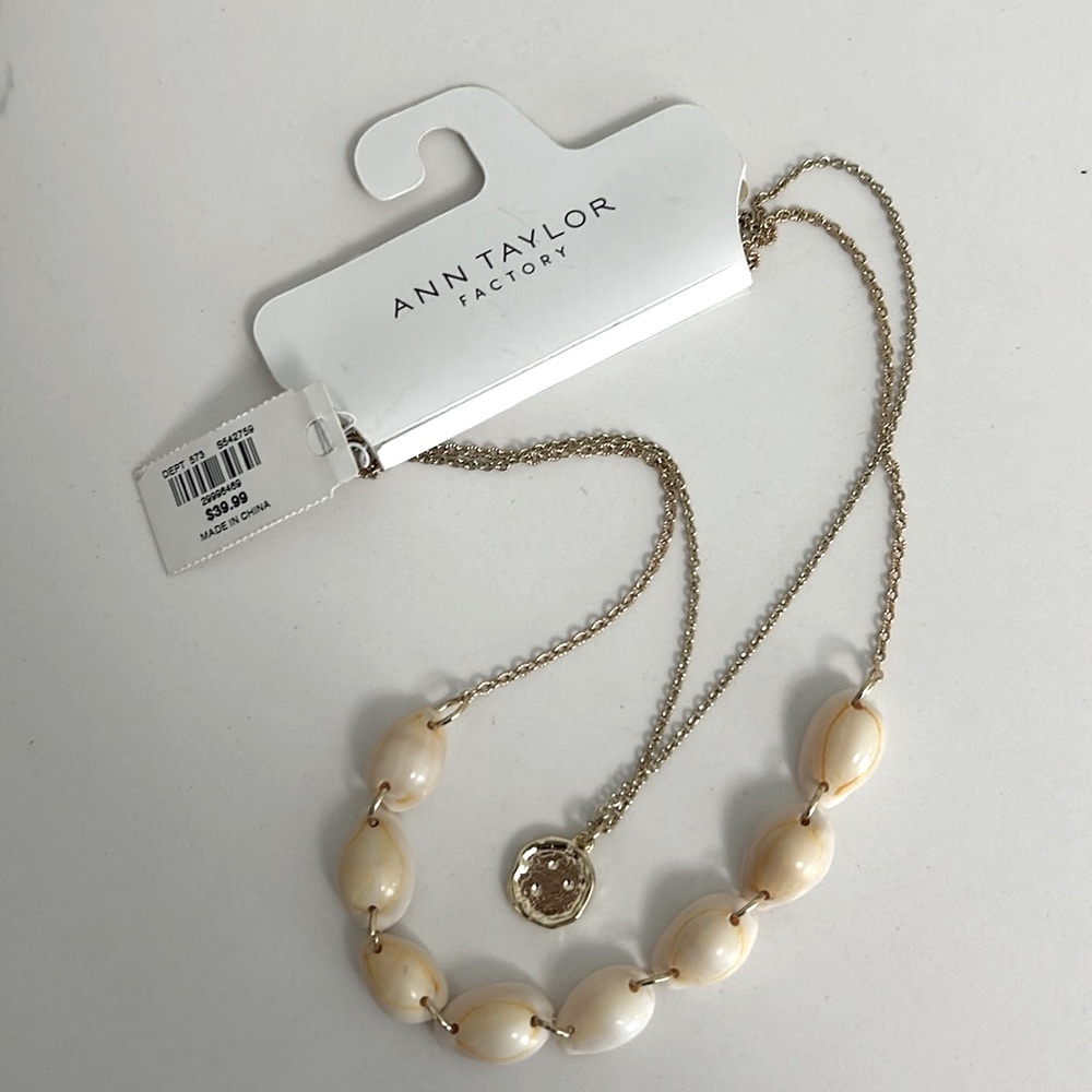 Ann Taylor Gold Tone Multi Layer Shell Necklace